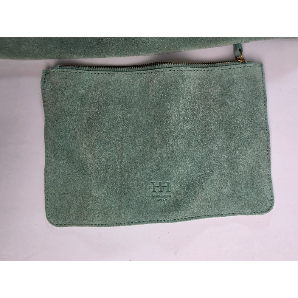 Haute Hippie Leather Suede Hobo Shoulder Bag Green Festival Boho Purse - Picture 6 of 13